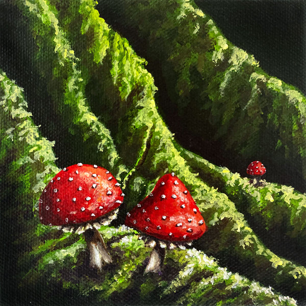 Mushrooms in the Forest Mini Painting