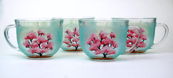Cherry Blossom Glass Mug - Janelle Patterson Art