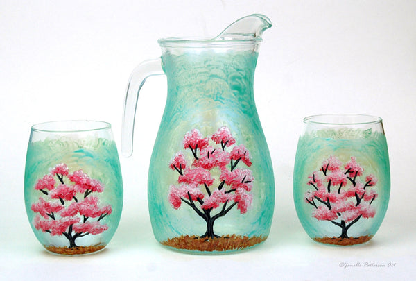 Cherry Blossom Stemless Glass - Janelle Patterson Art