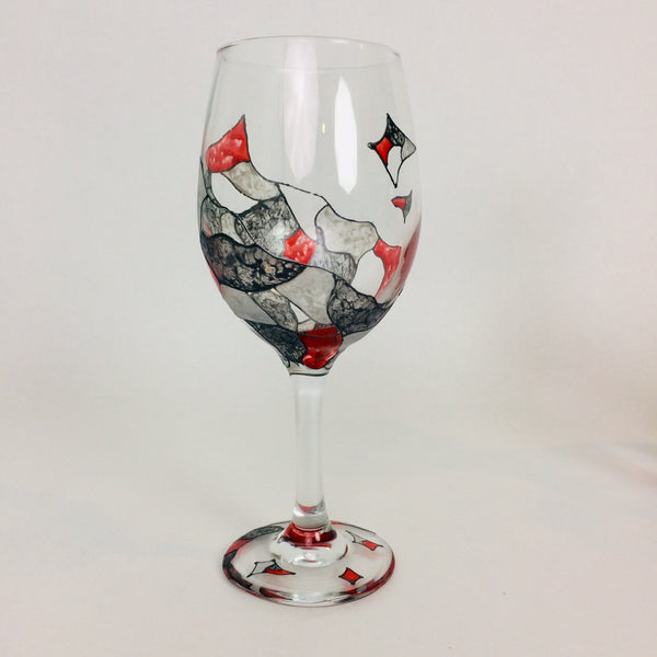 Janelle Patterson Art -Red Abstract Wine Glass