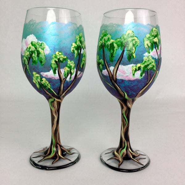 Janelle Patterson Art - Jeweled Autumn Trees Wine Glass