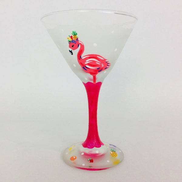 Pink Flamingo Fun and Fruity Martini Glass