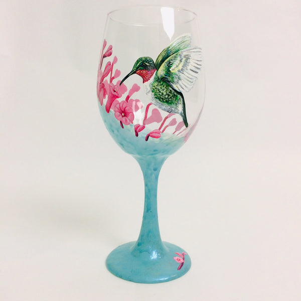 Janelle Patterson Art - Hummingbird Wine Glass