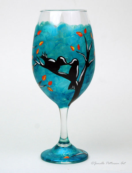 Janelle Patterson Art - Love Birds Wine Glass