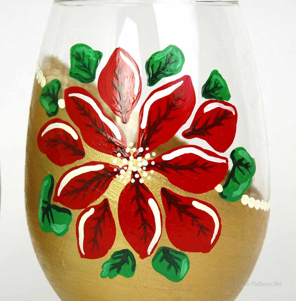 Poinsettia Wine Glass - Janelle Patterson Art