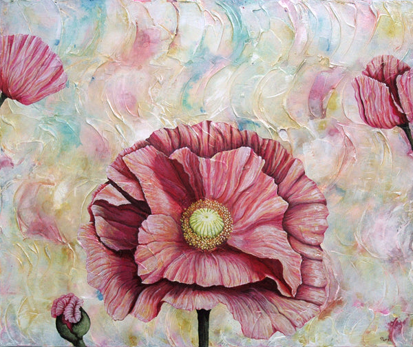 Sweet Pink Poppies Original Painting