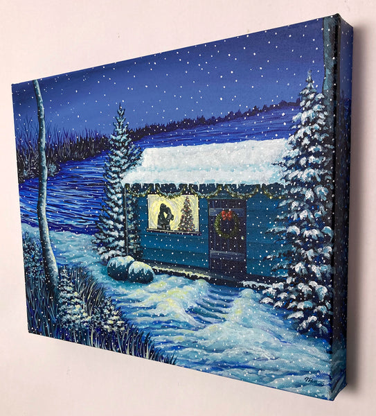 A Cabin Christmas Original Painting