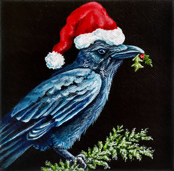 Christmas Crow 6" x 6" Print