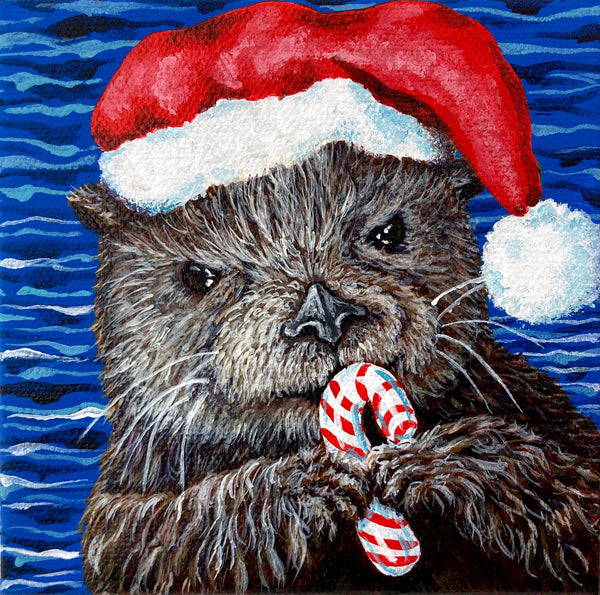 Christmas Otter #2 Mini Painting