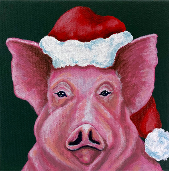 Christmas Pig Mini Painting