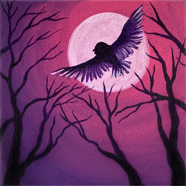 Moonlight Flight Mini Painting