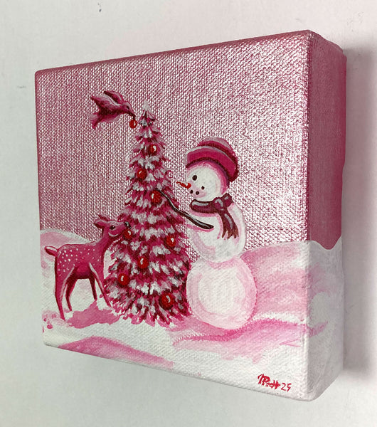 Pink Christmas Mini Painting
