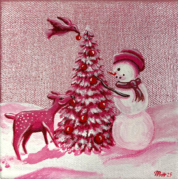 Pink Christmas Mini Painting