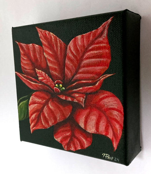 Red Poinsettia Mini Painting