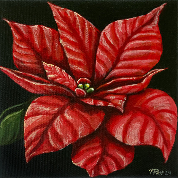 Red Poinsettia Mini Painting