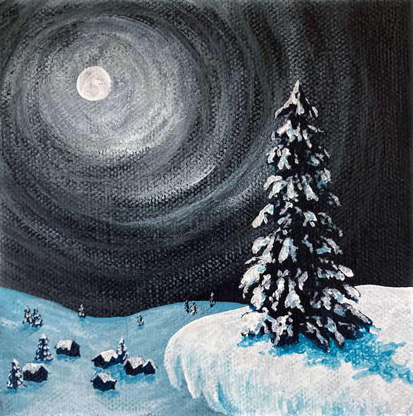 Snowy Night Mini Painting