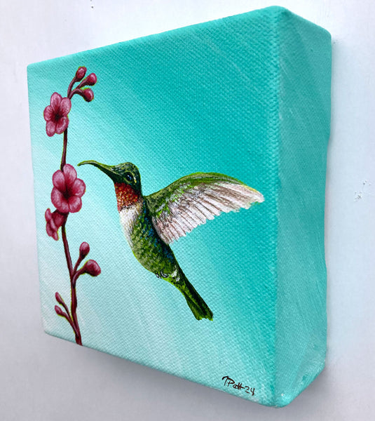 Springtime Hummingbird Mini Painting