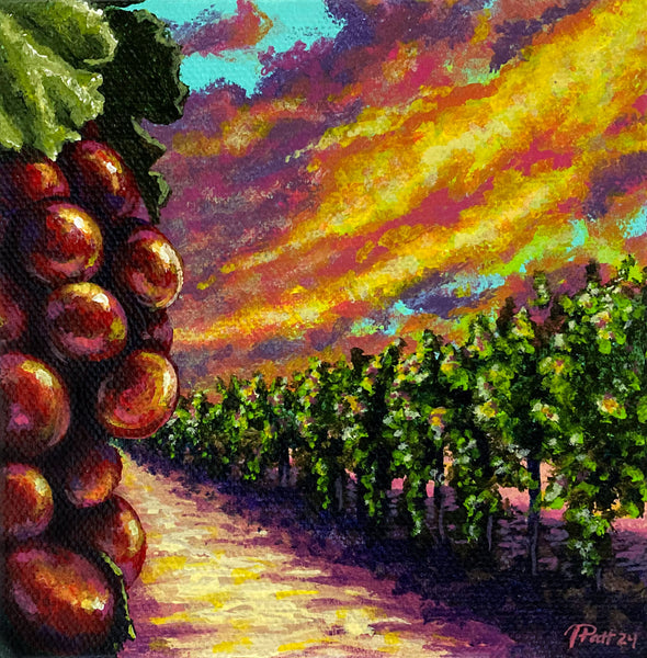 Sunset in the Vineyard Mini Painting