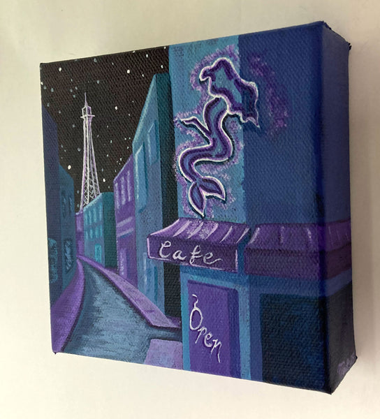 The Purple Mermaid Cafe Mini Painting