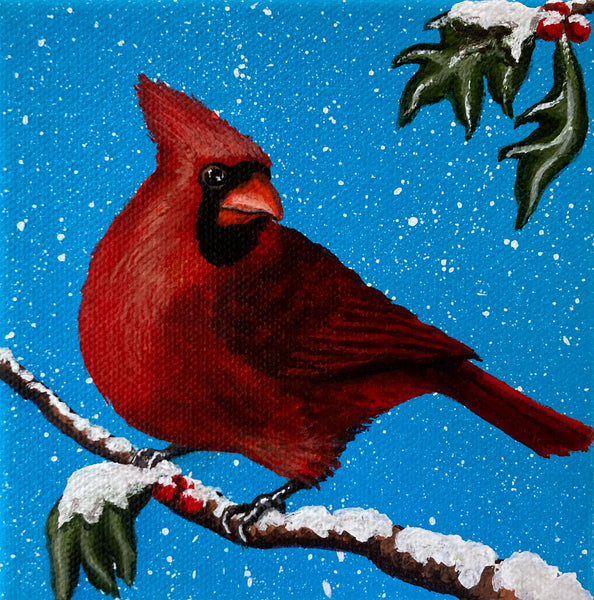 Winter Cardinal Mini Painting