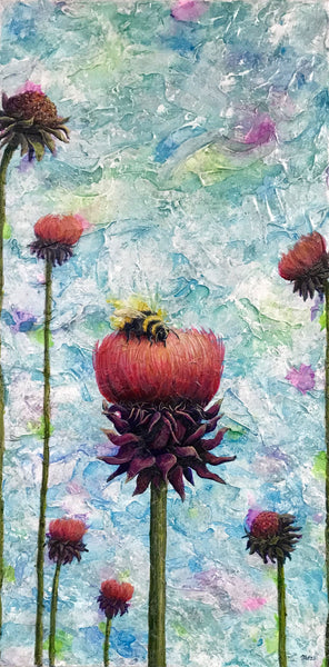 Bee and Thistle Original Painting