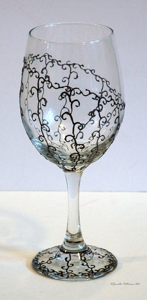 Black Lace Wine Glass - Janelle Patterson Art