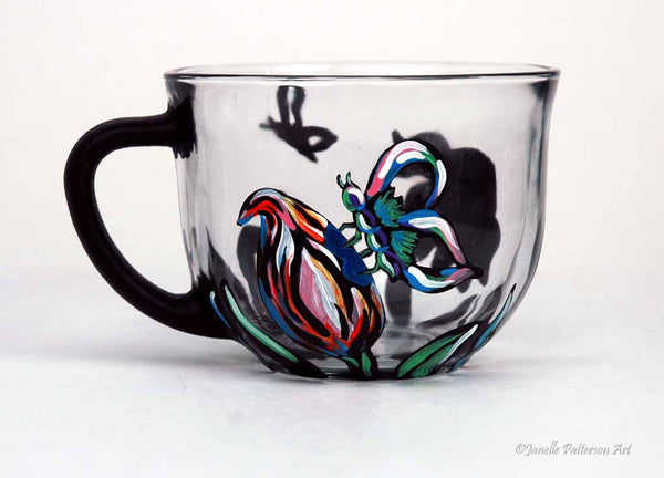 Chalkboard Butterfly Glass Mug - Janelle Patterson Art