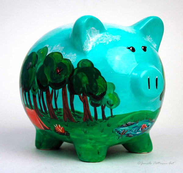 Custom Hand Painted Piggy Bank - Janelle Patterson Art