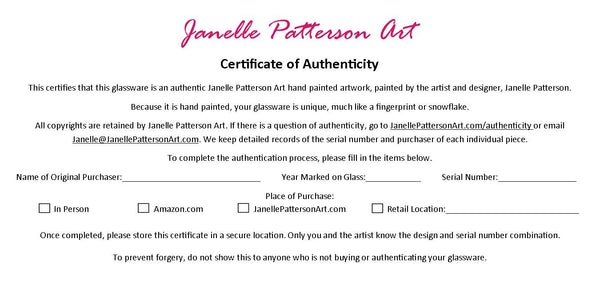 Certificate of Authenticity Order Form - Janelle Patterson Art