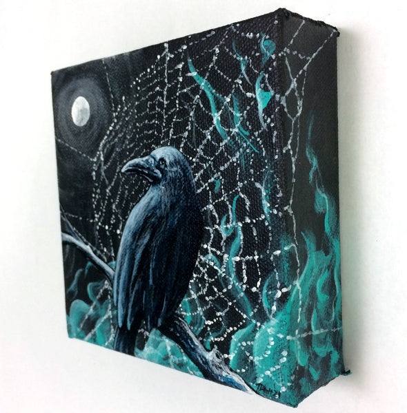 Crow in the Moonlight Mini Painting