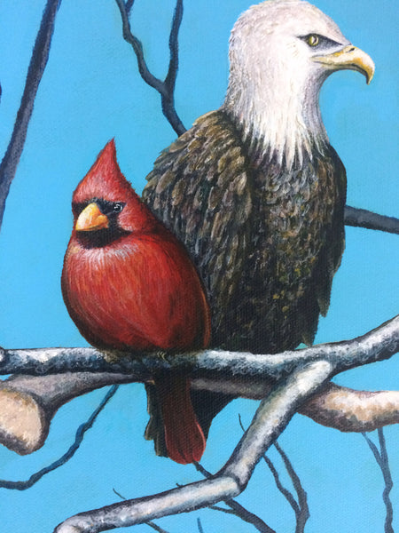 Eagle and Cardinal Original Painting