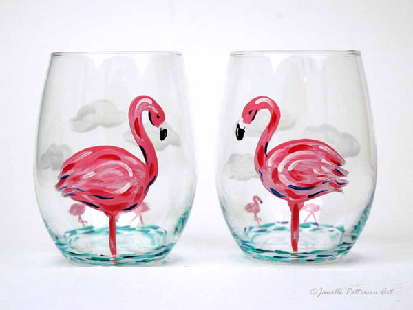 Flamingo Stemless Glass - Janelle Patterson Art
