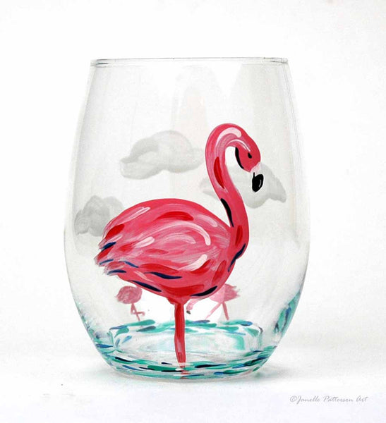 Flamingo Stemless Glass - Janelle Patterson Art