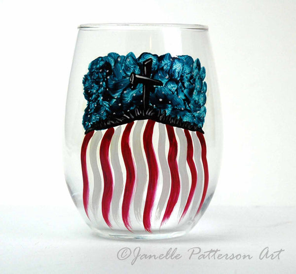 God Bless America Hand Painted Stemless Glass - Janelle Patterson Art