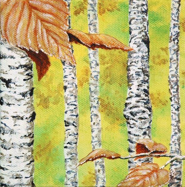 Golden Birches Mini Painting