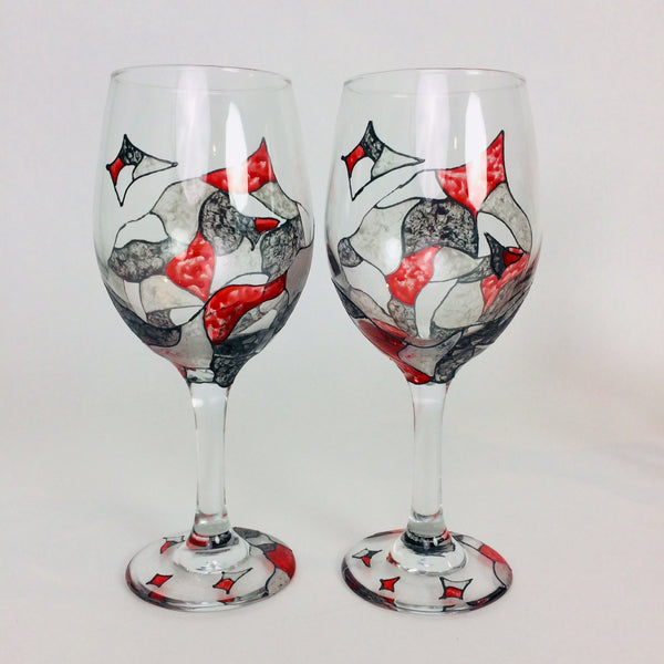 Red Abstract Wine Glass