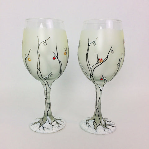 Jeweled Autumn Trees Wine Glass