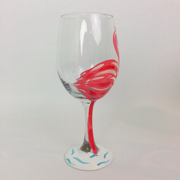 Pink Flamingo Christmas Wine Glass