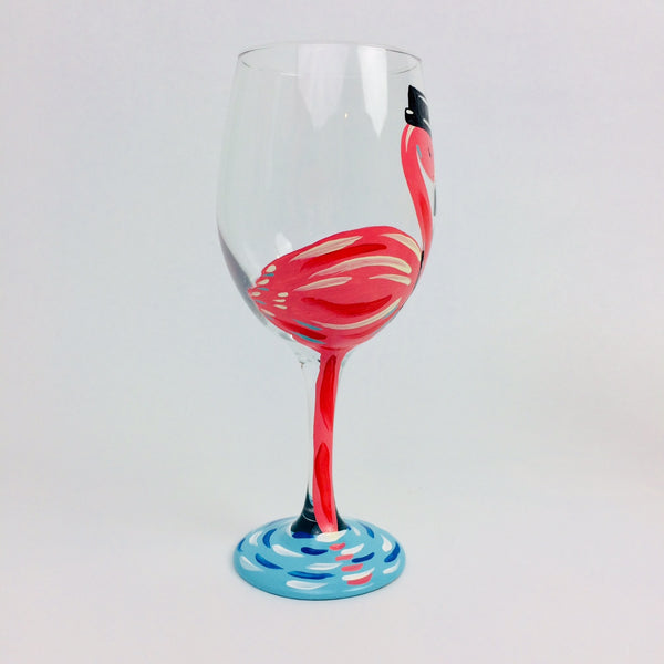 Pink Flamingo Wedding Wine Glass