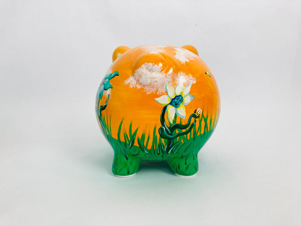 Spring Beauty Hand Painted Piggy Bank