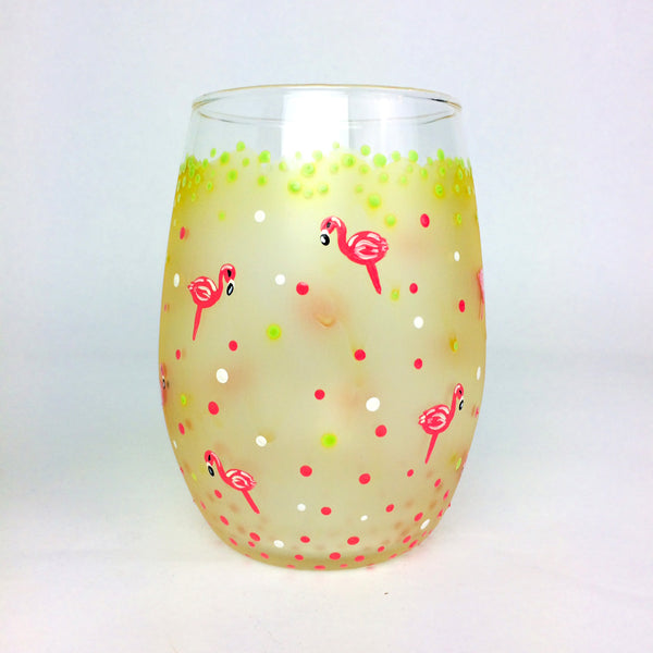 Pinka Dot Flamingo Stemless Glass