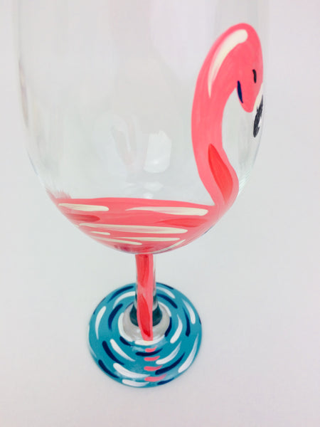 Pink Flamingo Wine Glass