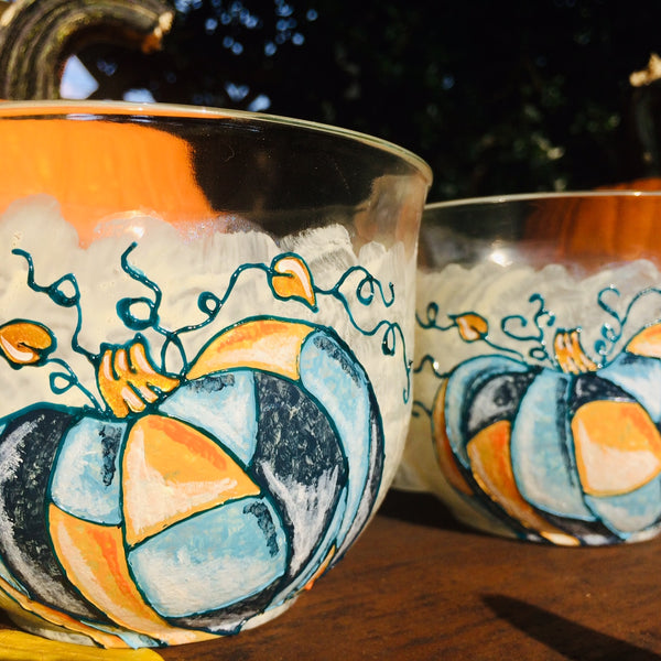 Patchwork Pumpkins Glass Mug