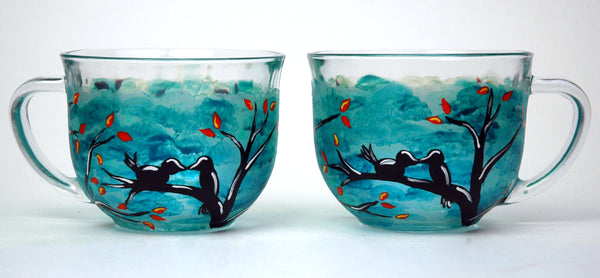Love Birds Glass Mug - Janelle Patterson Art
