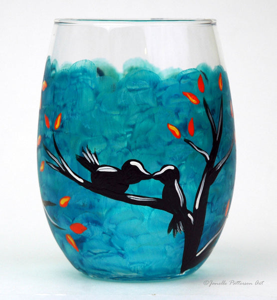 Love Birds Stemless Glass - Janelle Patterson Art