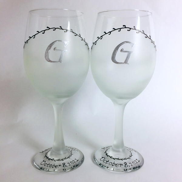 Monogram Wedding Wine Glasses
