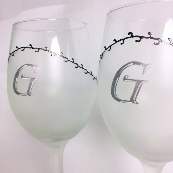 Monogram Wedding Wine Glasses