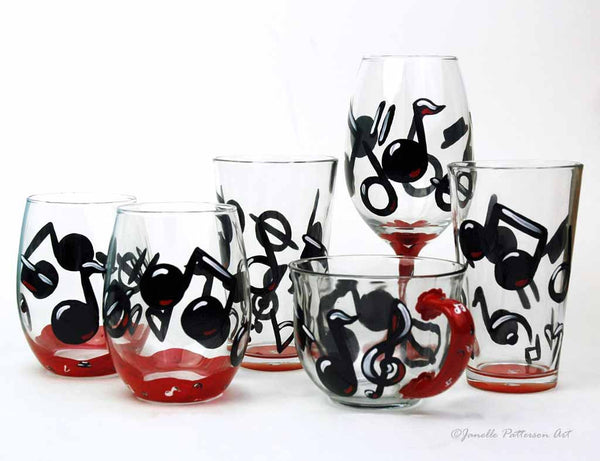Music Note Stemless Glass - Janelle Patterson Art