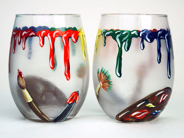 Custom Hand Painted Stemless Glass - Janelle Patterson Art