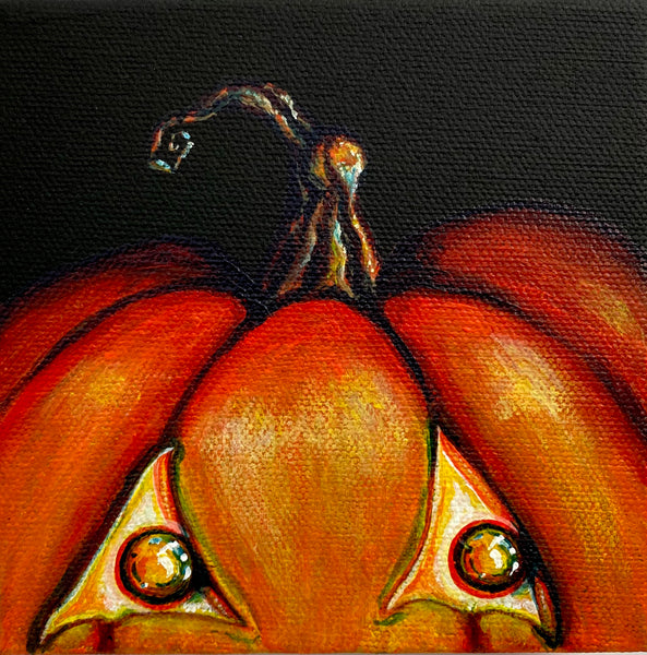 Peeking Pumpkin Mini Painting